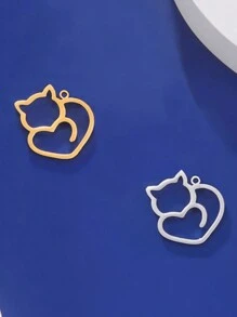 1個不鏽鋼可愛動物貓掛墜,適用於自製珠寶,適合項鍊,耳環,帽子裝飾,批發 - 貓咪系列 - 查看 8