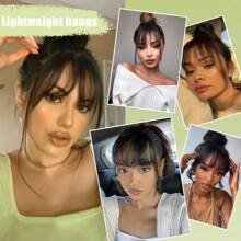 合成空氣瀏海耐熱假髮女式假瀏海天然黑色瀏海接髮髮夾 - 黑色 - 查看 6