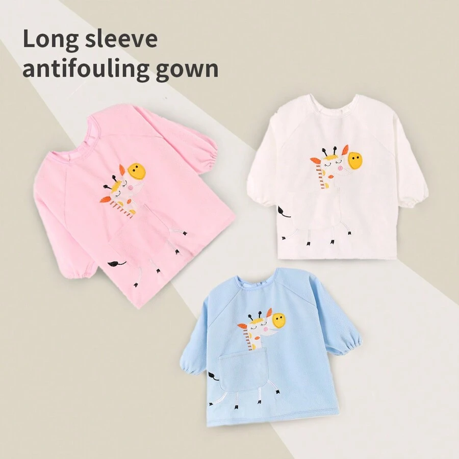 1 件装婴儿羊毛防倾倒围兜，新生儿喂奶围裙，秋冬季 - 彩色 - 查看 1