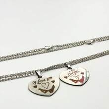 2pcs New Fashion Simple Ghost Pendant Couple Necklace, Valentine's Day Gift For Women