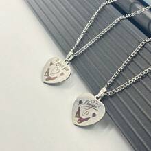 2pcs New Fashion Simple Ghost Pendant Couple Necklace, Valentine's Day Gift For Women