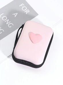 6pcs/Set Pink Heart Shaped Cable Organizer Bag & Earphone Case, Cartoon Cute Portable Data Cable Protector Charger Protector - Pink - View 5