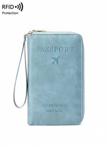 CHARM INFINITE RFID Anti-Theft Brush Creative Aircraft Passport Bag Fashion Wallet Ticket Credit Card Bag Multifunctional Zipper Passport Holder With Wrist Strap Travel Stuff Travel Organiser Travel Items Travel Wallet Passport Holder Passport Wallet Beach Vacation Bag Summer