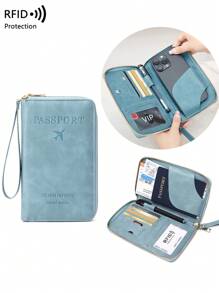 CHARM INFINITE RFID Anti-Theft Brush Creative Aircraft Passport Bag Fashion Wallet Ticket Credit Card Bag Multifunctional Zipper Passport Holder With Wrist Strap Travel Stuff Travel Organiser Travel Items Travel Wallet Passport Holder Passport Wallet Beach Vacation Bag Summer