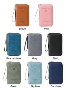 CHARM INFINITE RFID Anti-Theft Brush Creative Aircraft Passport Bag Fashion Wallet Ticket Credit Card Bag Multifunctional Zipper Passport Holder With Wrist Strap Travel Stuff Travel Organiser Travel Items Travel Wallet Passport Holder Passport Wallet Beach Vacation Bag Summer