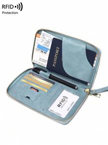 CHARM INFINITE RFID Anti-Theft Brush Creative Aircraft Passport Bag Fashion Wallet Ticket Credit Card Bag Multifunctional Zipper Passport Holder With Wrist Strap Travel Stuff Travel Organiser Travel Items Travel Wallet Passport Holder Passport Wallet Beach Vacation Bag Summer