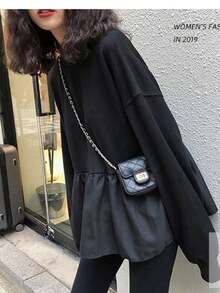 Sudadera De Hombro Caído De Un Solo Color Para Mujeres