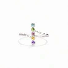 1 Stück S925 Silberring, Schickes Und Stilvolles Design Mit Fünf Farbigen Zirkonia Steinen, Geeignet Für Hochzeit/party/täglichen/büro/casual-tragen, Ein Ideales Geschenk Für Mutter, Freundin, Beste Freundin Oder Geburtstagsgeschenk