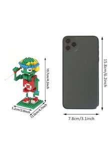 1入組292pcs微粒abs材料3d組裝積木玩具,卡通版植物大戰主題,節日、生日禮物或收藏飾品皆相宜 - 黃色 - 查看 3