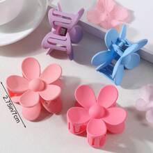 4pcs Teen Floral Hair Clips, Colorful Flower Design Hair Claws For Girls Daily Use - Multicolor - View 5