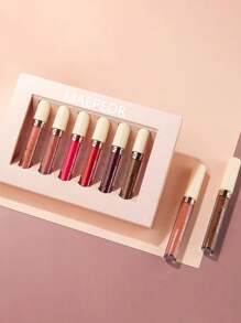 HANDAIYAN  6 Piezas Pintalabios Mate de Larga Duració Barras de Labios Impermeable Kit para Mujeres San Valentín Cumpleaños,Matte Liquid Lipstick 6PCS Nude Brown Velvety Lip Gloss Kit Long-Lasting Wear Non-Stick Cup and Not Fade Lipstick Set for All Undertone ,Pintalabios Mate - Beis - Ver 7