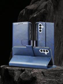 Ốp lưng điện thoại giả da dạng gập có chân đế, tương thích với iPhone 16 dành cho nam, tương thích với iPhone 11/12/13/14/15 Pro Max, S24U, tương thích với Oppo, tương thích với Vivo, tương thích với Redmi Note 11/12 Pro, phiên bản quốc tế, không phải phiên bản nội địa. - Màu xanh lam - Xem 1