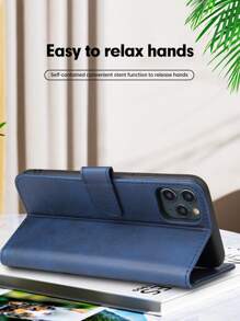 Ốp lưng điện thoại giả da dạng gập có chân đế, tương thích với iPhone 16 dành cho nam, tương thích với iPhone 11/12/13/14/15 Pro Max, S24U, tương thích với Oppo, tương thích với Vivo, tương thích với Redmi Note 11/12 Pro, phiên bản quốc tế, không phải phiên bản nội địa. - Màu xanh lam - Xem 6
