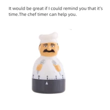 1pc White Chef Timer, Cute And Exquisite Design, Time Setting, Timing Reminder, High-Pitched Ringing, Mechanical Brake, Battery-Free, Suitable For Chefs, Bedrooms, Study Rooms, And Workouts - White - View 6