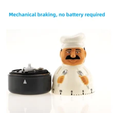 1pc White Chef Timer, Cute And Exquisite Design, Time Setting, Timing Reminder, High-Pitched Ringing, Mechanical Brake, Battery-Free, Suitable For Chefs, Bedrooms, Study Rooms, And Workouts - White - View 2