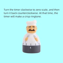 1pc White Chef Timer, Cute And Exquisite Design, Time Setting, Timing Reminder, High-Pitched Ringing, Mechanical Brake, Battery-Free, Suitable For Chefs, Bedrooms, Study Rooms, And Workouts - White - View 5
