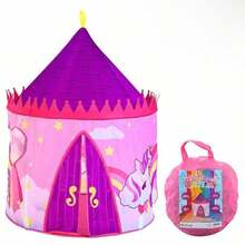 Children's Tent Folding Tent For Children With Pink Castle Design - Pink - View 3
