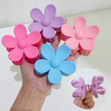 4pcs Teen Floral Hair Clips, Colorful Flower Design Hair Claws For Girls Daily Use - Multicolor - View 1