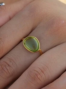 Uworld 1件18k金鍍不銹鋼簡約樹脂開口戒指 - 彩色 - 查看 7