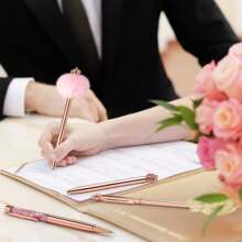 8 Pieces Ballpoint Pen Set Metal Crystal Diamond Pen Glitter Pen For Journaling Black & Blue Ink Pretty Cute Writing Pens Fancy Pens Gifts For Women Office Home Suitable For Pupils, Students, Colleges - 玫瑰金色 - 查看 9