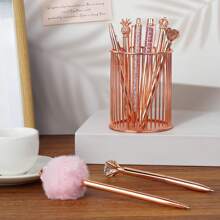 8 Pieces Ballpoint Pen Set Metal Crystal Diamond Pen Glitter Pen For Journaling Black & Blue Ink Pretty Cute Writing Pens Fancy Pens Gifts For Women Office Home Suitable For Pupils, Students, Colleges - 玫瑰金色 - 查看 3