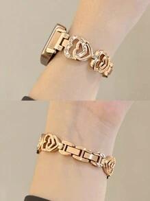 1 pièce Bracelet de montre à double forme de cœur avec strass, boîtier de protection métallique, accessoire 2 en 1. Convient pour les modèles de bandes 9/8/7/6, style d' unisexe, compatible NFC avec Band 10