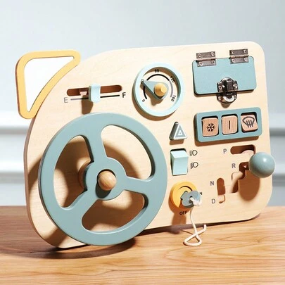 Christmas Decoration 1PC Wooden Early Education Busy Board Toys, Motessori Busy Board,Play House Steering Wheel Driving Perfect For Early Education And Christmas Gifts School, Student,Stationery,School Supplies School Supplies