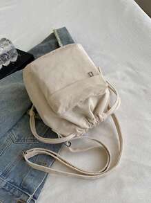 Mini Vintage Drawstring Bucket Bag, Retro Crossbody Bag, Women's Grunge Shoulder Purse & Handbag