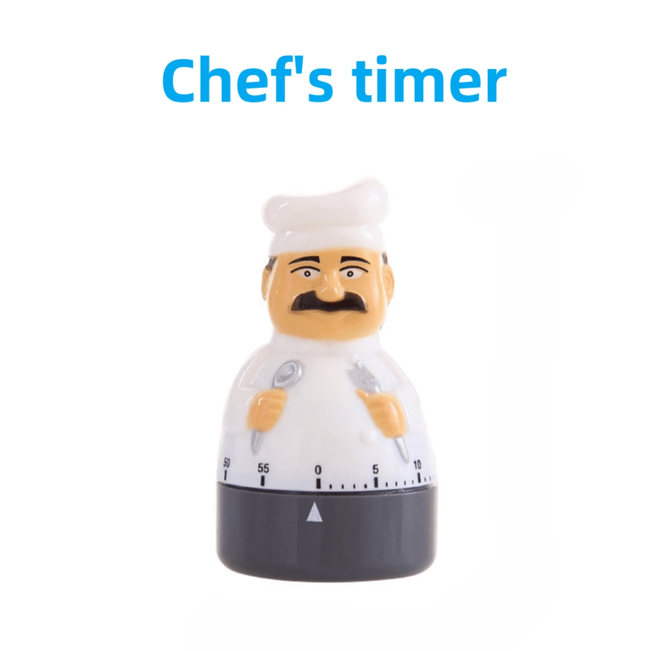 1pc White Chef Timer, Cute And Exquisite Design, Time Setting, Timing Reminder, High-Pitched Ringing, Mechanical Brake, Battery-Free, Suitable For Chefs, Bedrooms, Study Rooms, And Workouts - White - View 1