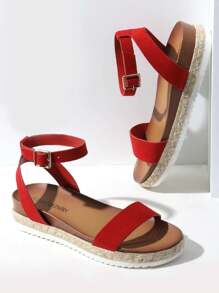 Women's Espadrille Flatform Platform Wedges  Sandals  Open Toe Ankle Strap  Summer Shoes - 紅色 - 查看 1