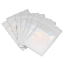 100入組自封式白色陰陽太極全息激光彩色框架食品收納袋,適用於耳環,項鍊,珠寶等物品 - 100個鐳射彩框白色 - 查看 1