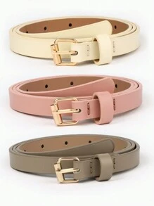 Bộ 3 chiếc thắt lưng trang trí thời trang đa năng dành cho nữ có khóa vuông, phụ kiện màu hồng mùa hè, mùa thu, mùa đông, Halloween - Nhiều màu - Xem 3
