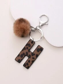 1 móc khóa da họa tiết da báo dễ thương có thiết kế chữ cái, mặt dây chuyền hình quả bóng lông xù cho xe hơi, phụ kiện túi xách, quà tặng sáng tạo cho nam và nữ phụ kiện ô tô túi xách có móc khóa ba lô cho trường học phong cách Goth Y2k phụ kiện túi xách có dây đeo thẻ phụ kiện ô tô móc khóa túi xách Giáng sinh - Nhiều màu - Xem 8