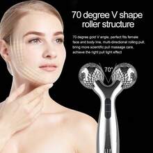 太陽能供電3D臉臂腿腰下巴提拉美容儀器，增強身體，便攜舒適多功能日常滾輪按摩工具，美容儀器，日常家庭使用 - 銀色 - 查看 1