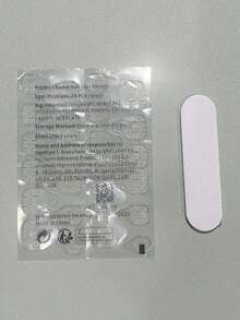 emtog 24入組短款梯形指甲貼片,灰色貝殼圖案,銀色閃粉空心邊緣和黑色法式修容細節；包括1pc指甲拋光棒和1pc果凍膠 - 淺灰色 - 查看 6