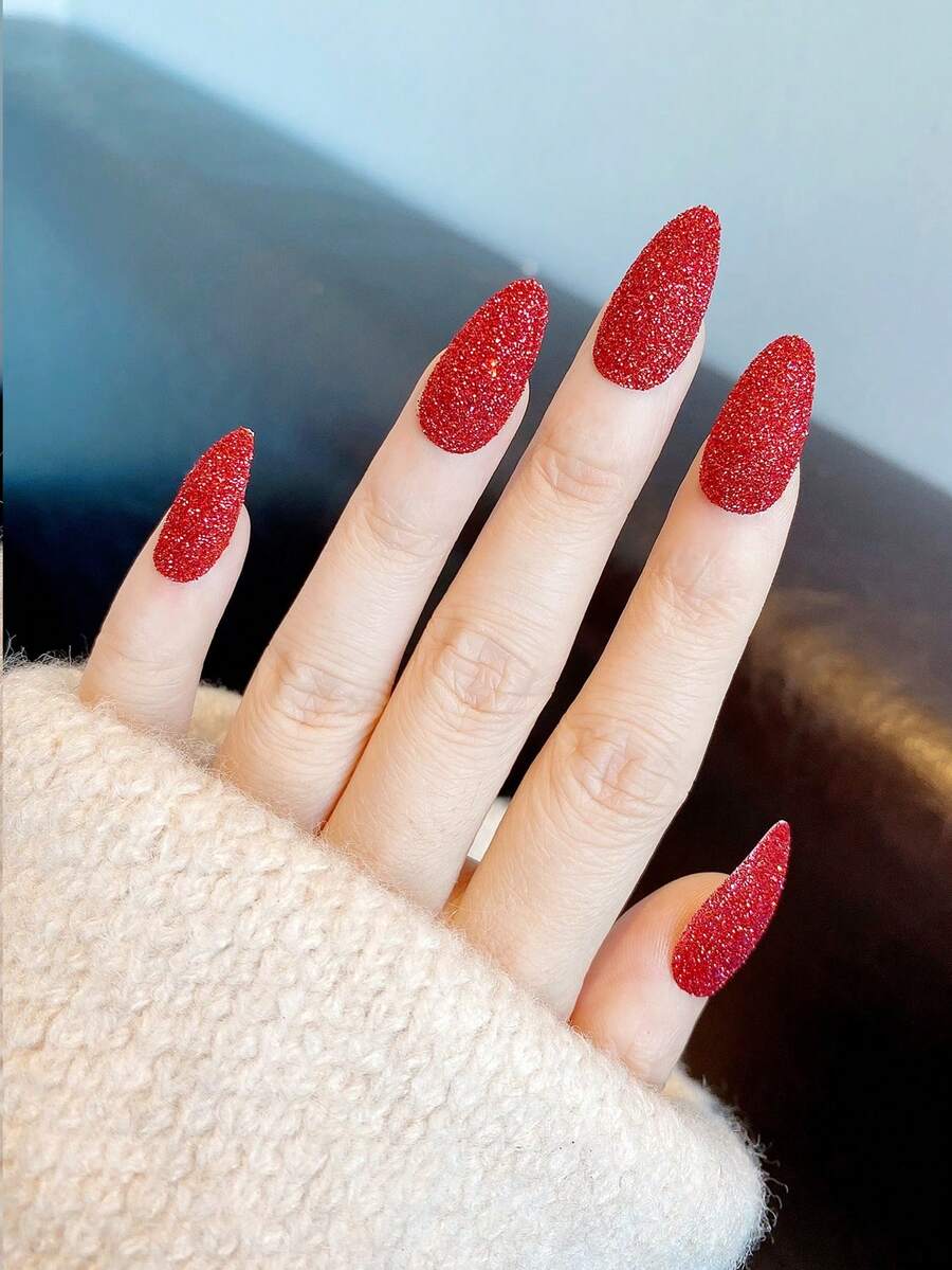 美甲哑光哑光指甲油美甲外贸美甲指甲油正红色粉底贴片持久耐磨指甲油 - 彩色 - 查看 1