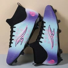 Men Professional High-Top Football Shoes, Non-Slip & Comfortable, With Long Studs For Football Training - Purple - View 5