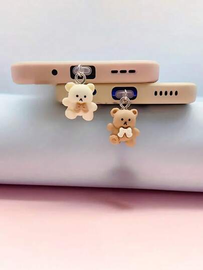 1pc Cartoon Bear Shaped Dust Plug For Charging Port, Compatible With Apple/Type-C Ports, Phone Dust Plug