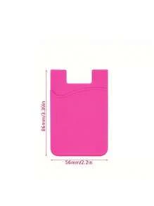 1pc (Rose Red) Silicone Cell Phone Card Holder, Mobile Phone Back Sticker Card Cover, Money Pouch Case & Wallet Silicone Phone Card Holder Wallet Case Adhesive Silicone Credit Card Pocket Money Pouch Holder Case Silicone Card Sleeve Mobile Bank Card Sticker For Almost All Cell Phone - Hot Pink - View 3