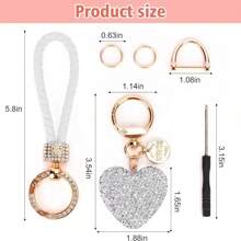 Party Crystal Car Keychain For Women With Sparkly Rhinestone Heart Shape Keychains Accessories, Pretty Keychain For Girls, Birthday Christmas Easter Valentine's Day Mother's Day Gifts Car Accessories Bag Charm Backpack For School Cute Goth Y2k Halloween Accessories Teachers Day Gift Ideas Bag Accessories Lanyards With Id Holder Car Accessories Bag Charms Car Accessories Friend Sister - Multicolor - View 2
