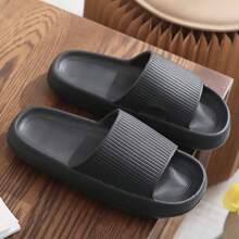 New Arrival Fashionable Striped Eva Slippers, Simple Home Bathroom Outdoor Slippers, Soft Anti-Slip Thick Sole, Lightweight And Comfortable, High-End Couple Slippers With Ins Style