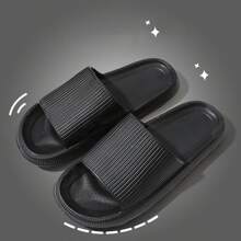 New Arrival Fashionable Striped Eva Slippers, Simple Home Bathroom Outdoor Slippers, Soft Anti-Slip Thick Sole, Lightweight And Comfortable, High-End Couple Slippers With Ins Style