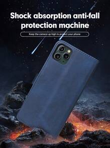 Ốp lưng điện thoại giả da dạng gập có chân đế, tương thích với iPhone 16 dành cho nam, tương thích với iPhone 11/12/13/14/15 Pro Max, S24U, tương thích với Oppo, tương thích với Vivo, tương thích với Redmi Note 11/12 Pro, phiên bản quốc tế, không phải phiên bản nội địa. - Màu xanh lam - Xem 5