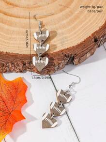 1雙復古木頭三色調南瓜形狀耳環,合適適合萬聖節和感恩節禮品適合女士