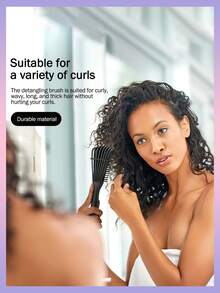 1把女性毛絨髮帶造型梳,光滑髮梳,章魚梳,光滑髮大彎梳,按摩梳,適用於家庭或旅行使用 - 彩色 - 查看 5