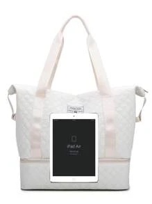 1 Pc Gym Bag Weekend Bag Luggage Bag Handbag Large Capacity Expanded With Zipper Holiday Hospital Back To School Nylon Solid Color Quilted Detail Letter Graphic Pattern For WoMen Gift For Suitcase Overnight Bag Duffle Bag Duffel Bag For Luggage Carry On Bag College Bag Luggage Bags Weekender Bag Hospital Bag Winter Bag For School School Accessories School Stuff