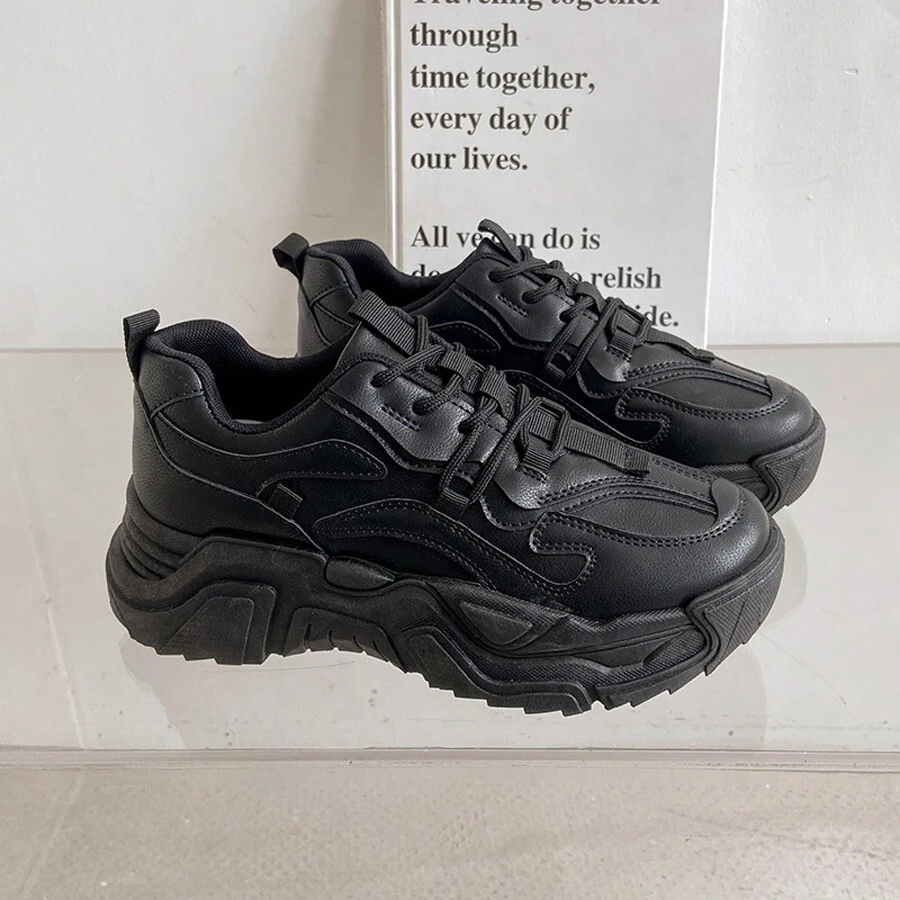 Của phụ nữ Mới Mùa Xuân Nhẹ , Thoải mái , Không trượt , Giảm xóc Giúp đỡ thấp Giày Chunky - màu đen - Xem 1