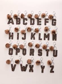 1 móc khóa da họa tiết da báo dễ thương có thiết kế chữ cái, mặt dây chuyền hình quả bóng lông xù cho xe hơi, phụ kiện túi xách, quà tặng sáng tạo cho nam và nữ phụ kiện ô tô túi xách có móc khóa ba lô cho trường học phong cách Goth Y2k phụ kiện túi xách có dây đeo thẻ phụ kiện ô tô móc khóa túi xách Giáng sinh - Nhiều màu - Xem 2