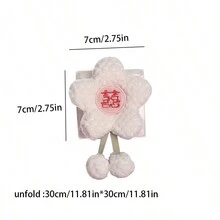 1片粉色花紋手帕,帶有中文字,採用珊瑚絨製成,適合作為伴娘禮物,浴室手部擦乾等等。 - 白色 - 查看 2