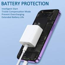 Adaptador de Cargador R\u00e1pido de 20W y Cable USB de 6FT para Apple iPhone 14 13 12 11 X - Adaptador de corriente + Cable - Ver 5